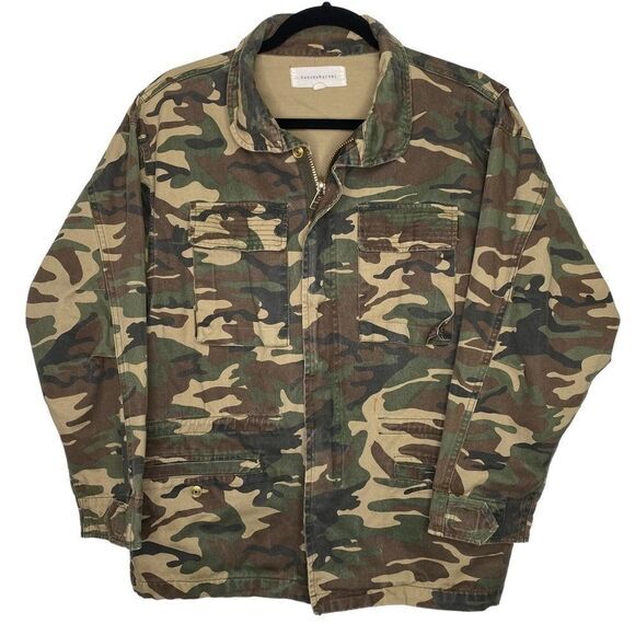Dance & Marvel Green Camo Zippered Utility Jacket w/Pockets Small oversized - Picture 2 of 10